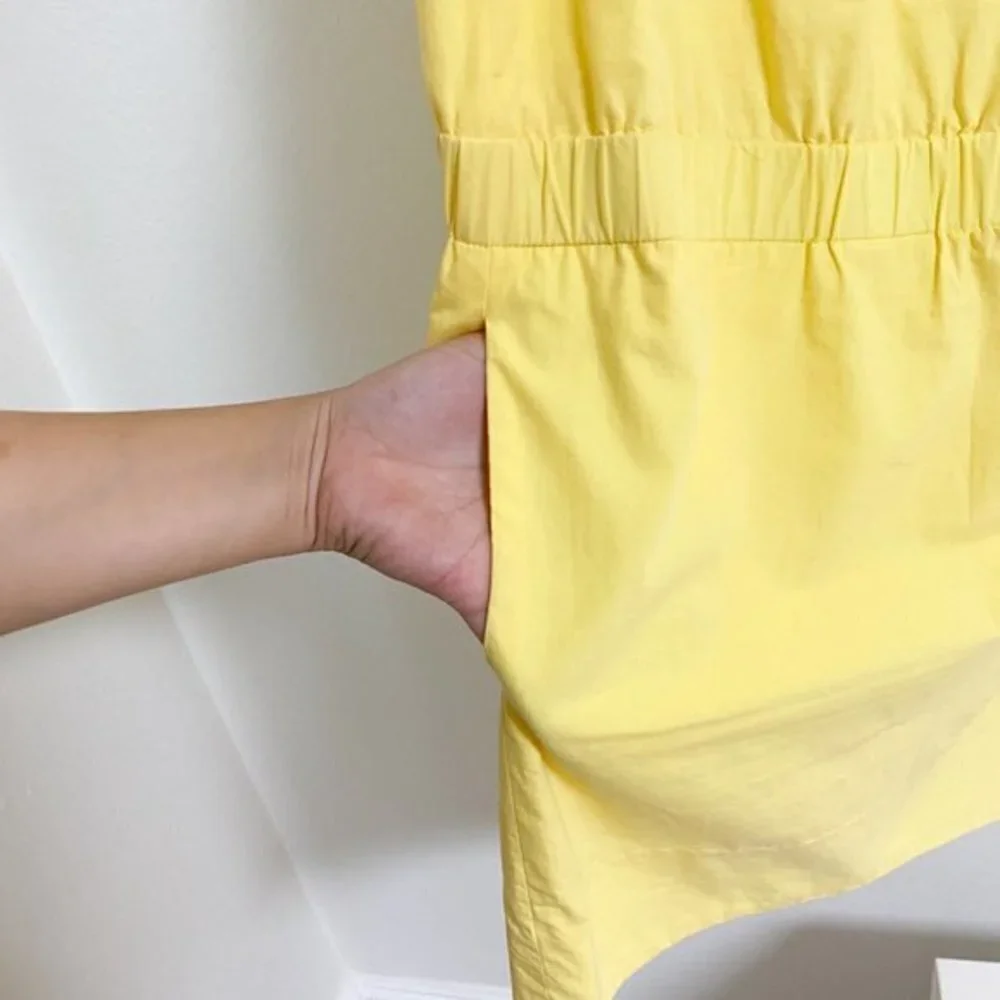 Vince yellow 100% cotton sleeve less straight cut dress